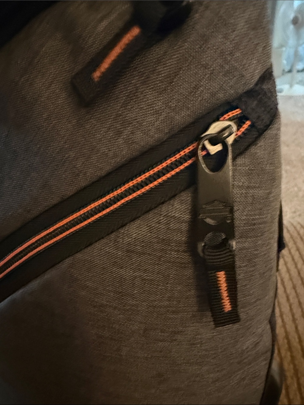 Harley-Davidson Gray Sling Backpack with Orange Trim - Picture 4 of 9